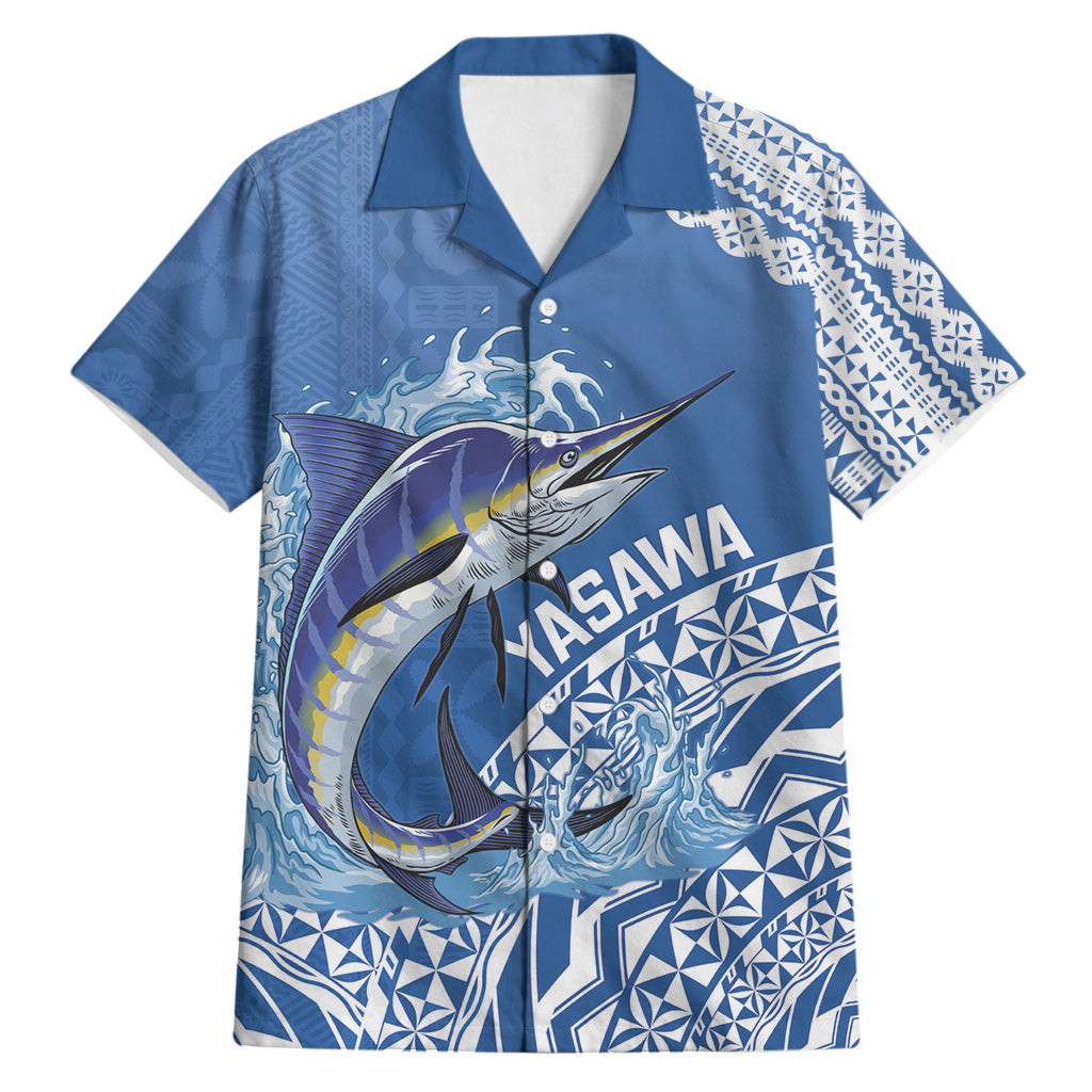 Yasawa Fiji 2026 Rugby Custom Hawaiian Shirt Marlin Fijian Tapa Pattern LT14 Blue - Polynesian Pride