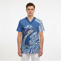 Yasawa Fiji 2026 Rugby Custom Scrub Top Marlin Fijian Tapa Pattern LT14 - Polynesian Pride