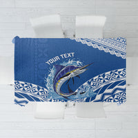 Yasawa Fiji 2026 Rugby Custom Tablecloth Marlin Fijian Tapa Pattern LT14 Blue - Polynesian Pride