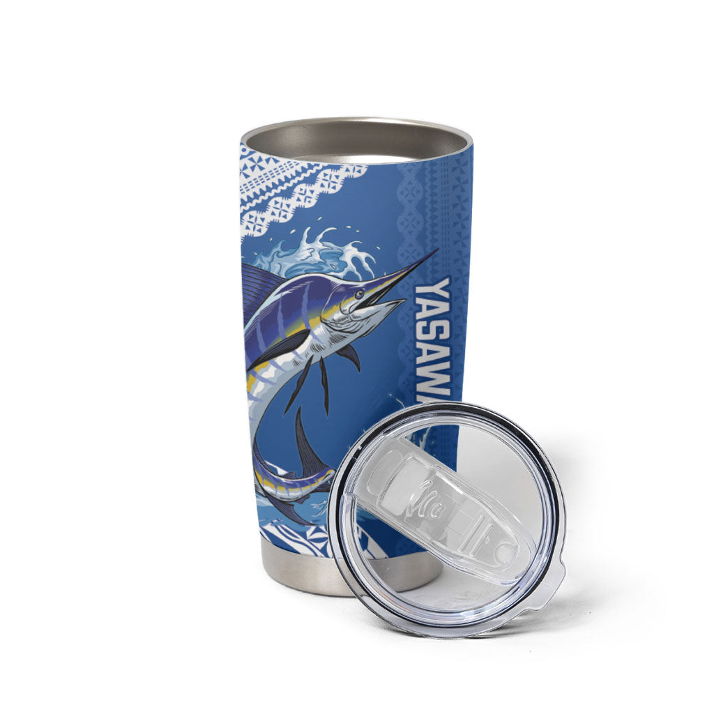 Yasawa Fiji 2026 Rugby Custom Tumbler Cup Marlin Fijian Tapa Pattern LT14 - Polynesian Pride