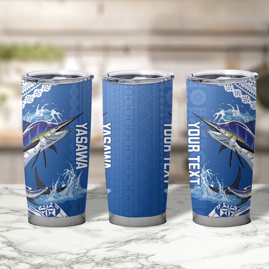 Yasawa Fiji 2026 Rugby Custom Tumbler Cup Marlin Fijian Tapa Pattern LT14 - Polynesian Pride