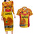 Custom Papua New Guinea Rugby Couples Matching Long Sleeve Bodycon Dress and Hawaiian Shirt 2023 Go Kumuls Pacific Dynamic Style LT14 Yellow - Polynesian Pride