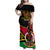 Personalised Vanuatu Unity Day Family Matching Off Shoulder Maxi Dress and Hawaiian Shirt 29 November Coat Of Arms With Flag Style LT14 Mom's Dress Black - Polynesian Pride