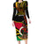 Personalised Vanuatu Unity Day Long Sleeve Bodycon Dress 29 November Coat Of Arms With Flag Style LT14 Long Dress Black - Polynesian Pride