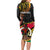 Personalised Vanuatu Unity Day Long Sleeve Bodycon Dress 29 November Coat Of Arms With Flag Style LT14 - Polynesian Pride