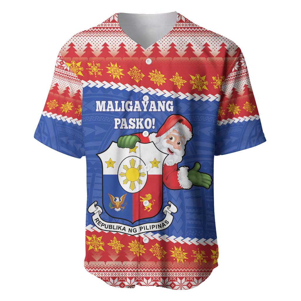 Personalized The Philippines Christmas Baseball Jersey Pilipinas Parol - Maligayang Pasko! LT14 Blue - Polynesian Pride
