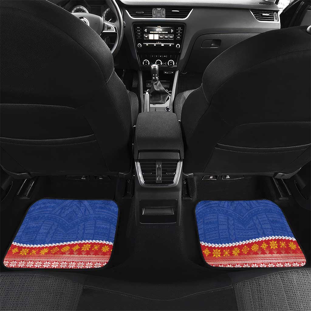 The Philippines Christmas Car Mats Pilipinas Parol - Maligayang Pasko! LT14 Set 2pcs - Back Blue - Polynesian Pride