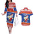 Personalized The Philippines Christmas Couples Matching Off The Shoulder Long Sleeve Dress and Hawaiian Shirt Pilipinas Parol - Maligayang Pasko!