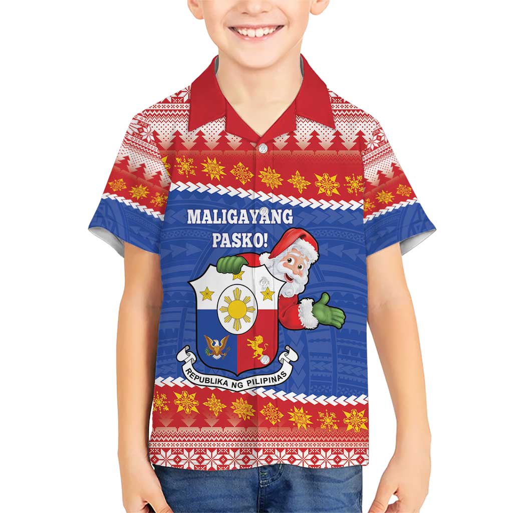 Personalized The Philippines Christmas Kid Hawaiian Shirt Pilipinas Parol - Maligayang Pasko! LT14 Kid Blue - Polynesian Pride