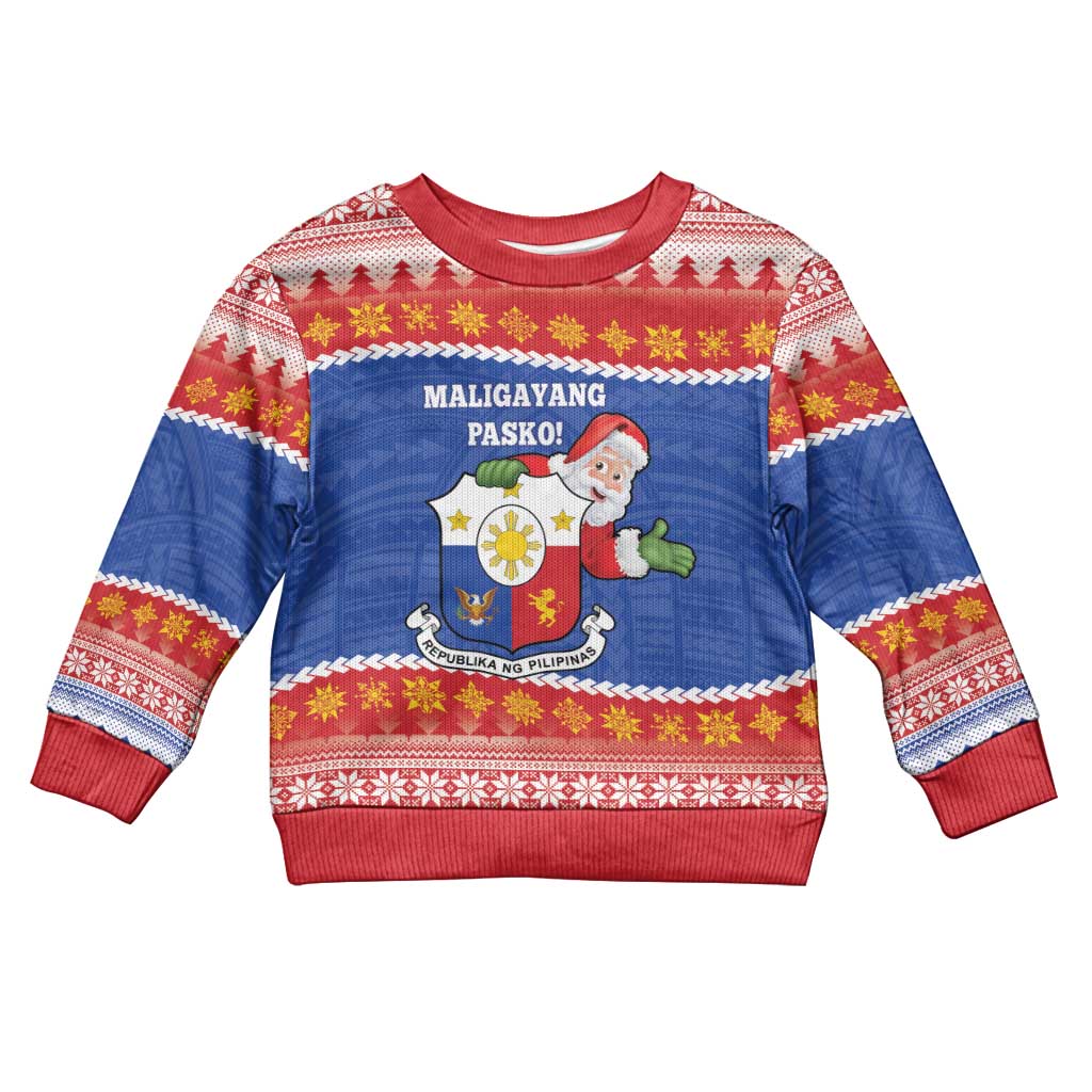 Personalized The Philippines Christmas Kid Ugly Christmas Sweater Pilipinas Parol - Maligayang Pasko! LT14 Kid Blue - Polynesian Pride
