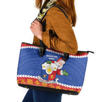 The Philippines Christmas Leather Tote Bag Pilipinas Parol - Maligayang Pasko! LT14 Blue - Polynesian Pride