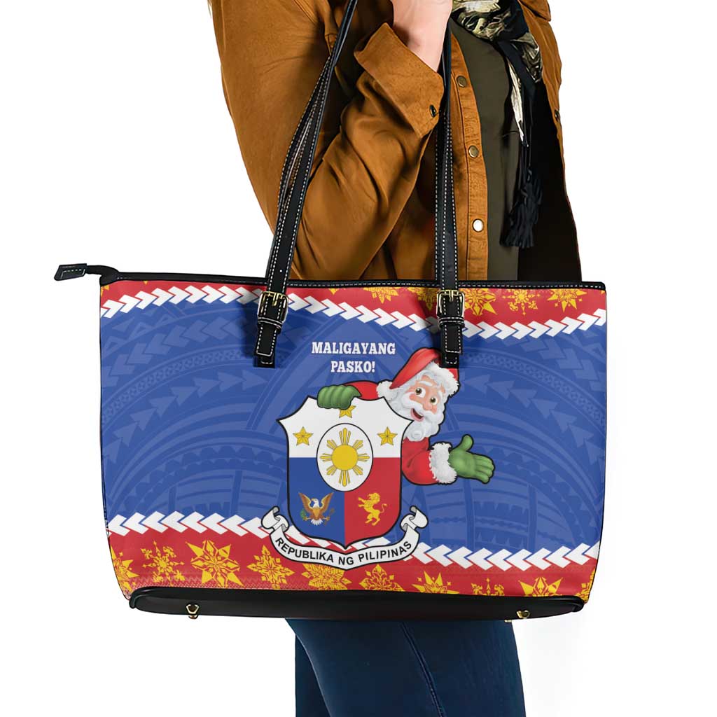 The Philippines Christmas Leather Tote Bag Pilipinas Parol - Maligayang Pasko! LT14 - Polynesian Pride