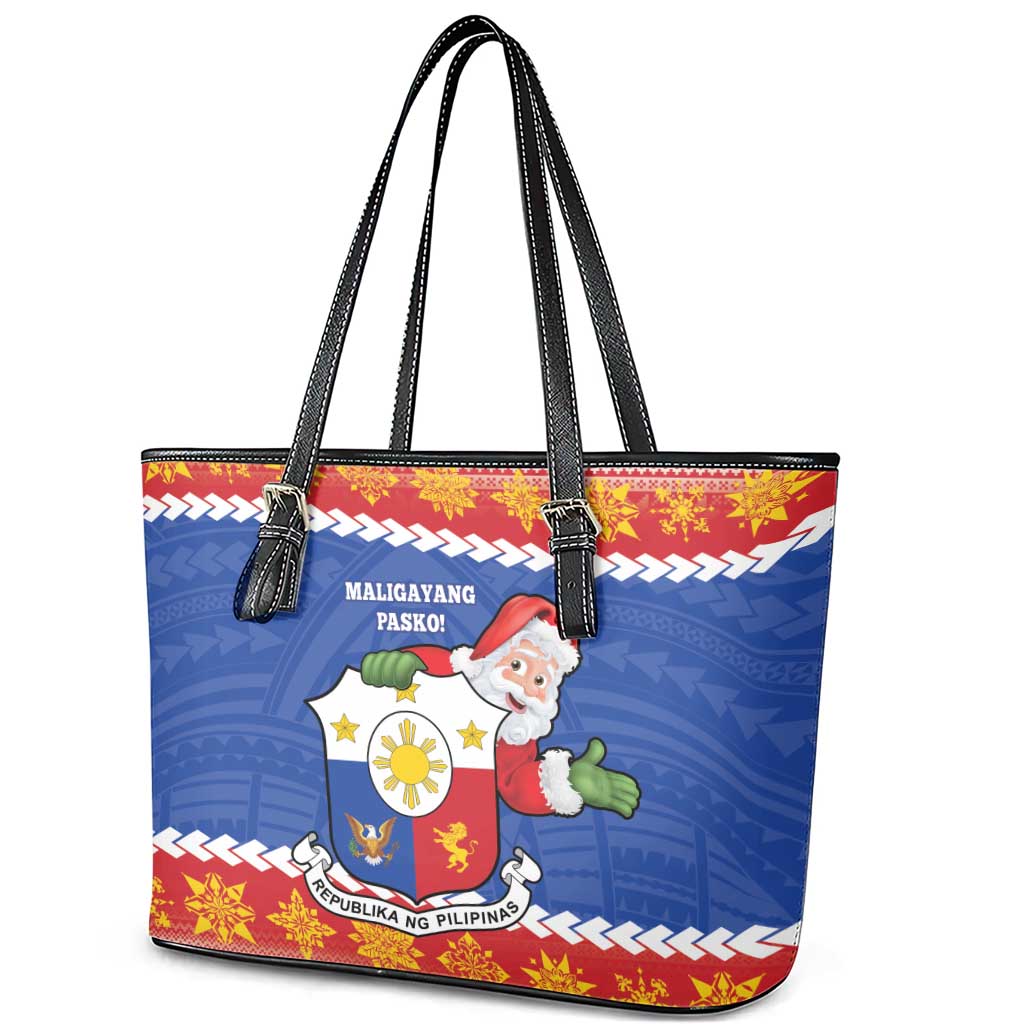 The Philippines Christmas Leather Tote Bag Pilipinas Parol - Maligayang Pasko! LT14 - Polynesian Pride