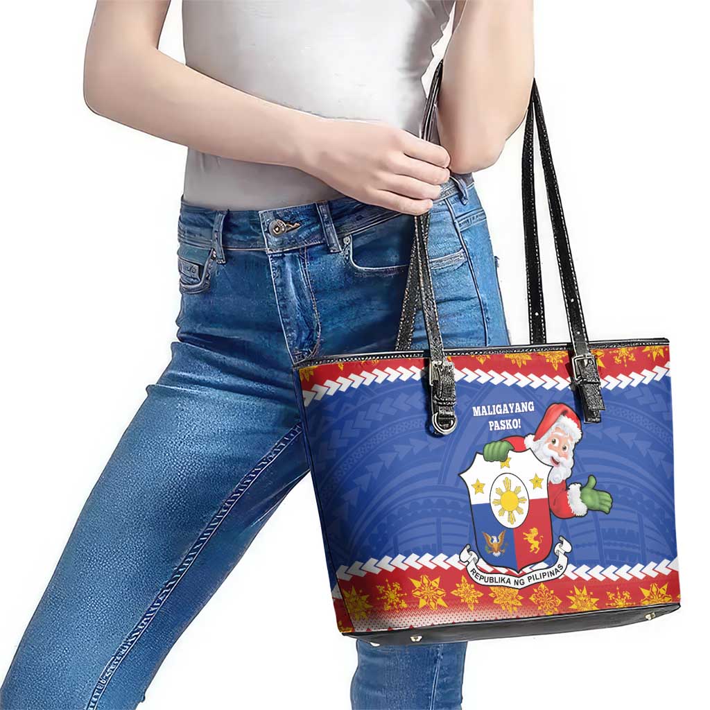 The Philippines Christmas Leather Tote Bag Pilipinas Parol - Maligayang Pasko! LT14 - Polynesian Pride