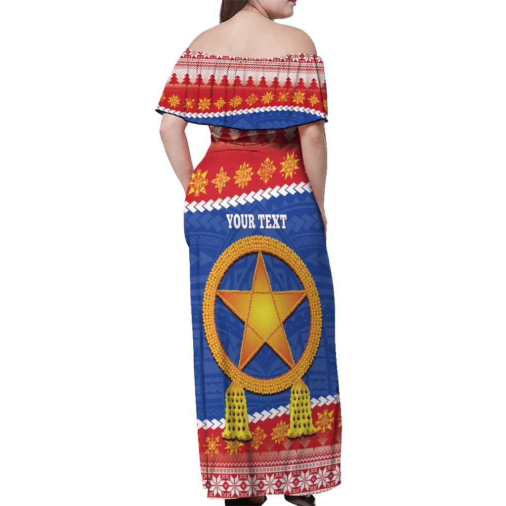 Personalized The Philippines Christmas Off Shoulder Maxi Dress Pilipinas Parol - Maligayang Pasko! LT14 - Polynesian Pride