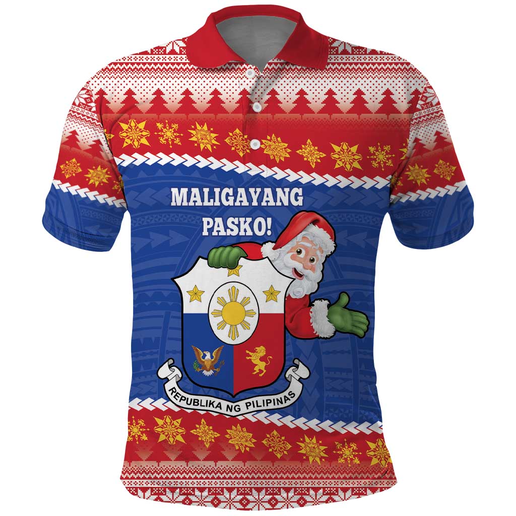 Personalized The Philippines Christmas Polo Shirt Pilipinas Parol - Maligayang Pasko! LT14 Blue - Polynesian Pride