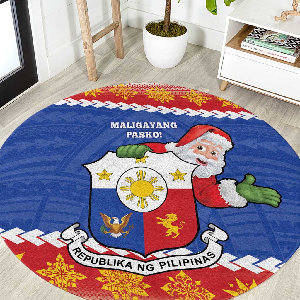 The Philippines Christmas Round Carpet Pilipinas Parol - Maligayang Pasko! LT14 Blue - Polynesian Pride