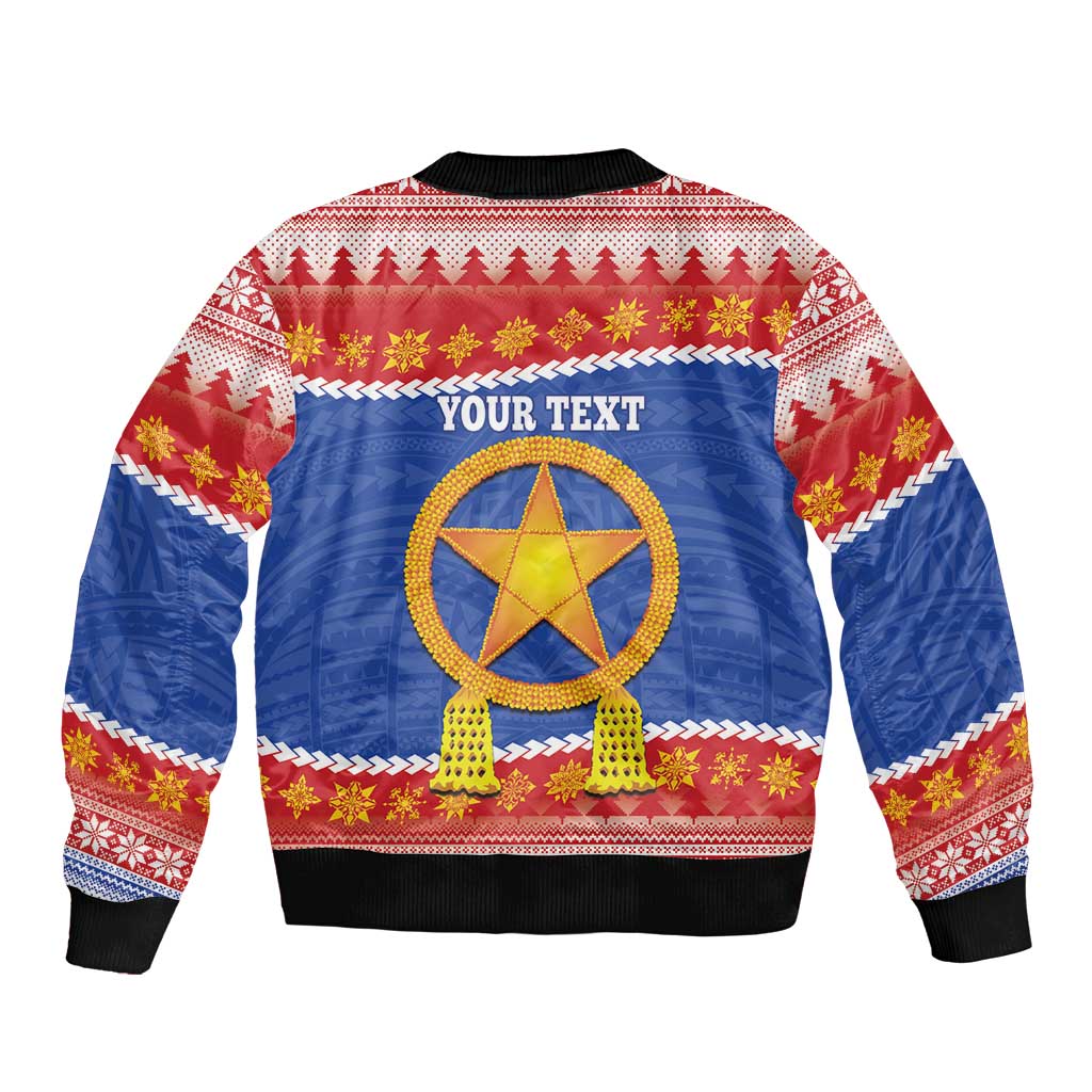 Personalized The Philippines Christmas Sleeve Zip Bomber Jacket Pilipinas Parol - Maligayang Pasko! LT14 - Polynesian Pride