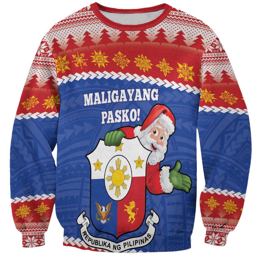 Personalized The Philippines Christmas Sweatshirt Pilipinas Parol - Maligayang Pasko! LT14 Unisex Blue - Polynesian Pride