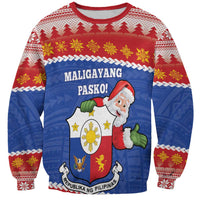 Personalized The Philippines Christmas Sweatshirt Pilipinas Parol - Maligayang Pasko! LT14 Unisex Blue - Polynesian Pride