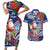 Guam Christmas Couples Matching Short Sleeve Bodycon Dress and Hawaiian Shirt Poinsettia With Bougainvillea - Felis Pasgua!