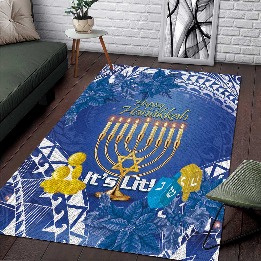 Hanukkah Jewish Festival Area Rug It's Lit - Polynesian Pattern