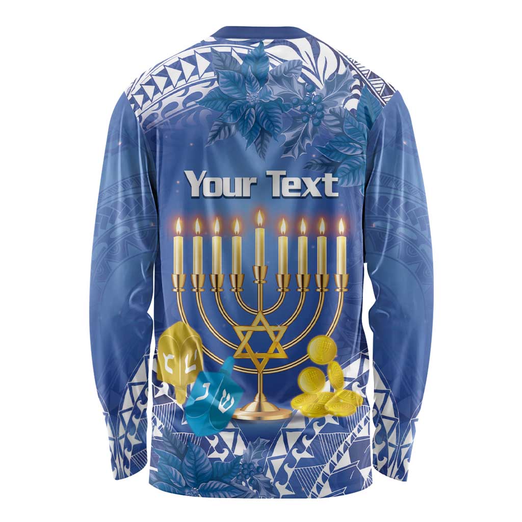 Personalised Hanukkah Jewish Festival Long Sleeve Shirt It's Lit - Polynesian Pattern LT14 - Polynesian Pride
