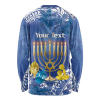 Personalised Hanukkah Jewish Festival Long Sleeve Shirt It's Lit - Polynesian Pattern LT14 - Polynesian Pride
