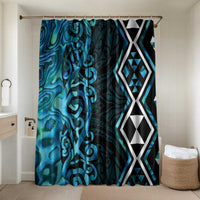 Turquoise Aotearoa Bathroom Set Taniko Motifs With Paua Shell Kowhaiwhai LT14 Shower Curtain Only Turquoise - Polynesian Pride