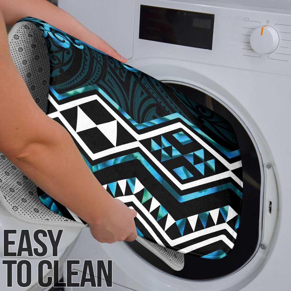 Turquoise Aotearoa Bathroom Set Taniko Motifs With Paua Shell Kowhaiwhai LT14 - Polynesian Pride