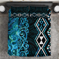 Turquoise Aotearoa Bedding Set Taniko Motifs With Paua Shell Kowhaiwhai LT14 Turquoise - Polynesian Pride