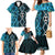 Turquoise Aotearoa Family Matching Mermaid Dress and Hawaiian Shirt Taniko Motifs With Paua Shell Kowhaiwhai