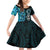 Turquoise Aotearoa Family Matching Off Shoulder Short Dress and Hawaiian Shirt Taniko Motifs With Paua Shell Kowhaiwhai