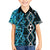 Turquoise Aotearoa Family Matching Off Shoulder Short Dress and Hawaiian Shirt Taniko Motifs With Paua Shell Kowhaiwhai