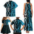 Turquoise Aotearoa Family Matching Tank Maxi Dress and Hawaiian Shirt Taniko Motifs With Paua Shell Kowhaiwhai