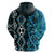 Turquoise Aotearoa Hoodie Taniko Motifs With Paua Shell Kowhaiwhai