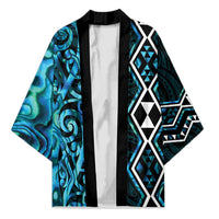 Turquoise Aotearoa Kimono Taniko Motifs With Paua Shell Kowhaiwhai LT14 Unisex Turquoise - Polynesian Pride