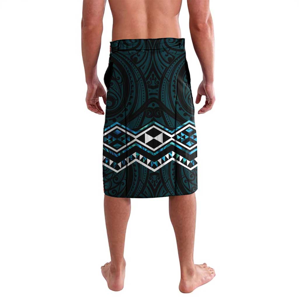 Turquoise Aotearoa Lavalava Taniko Motifs With Paua Shell Kowhaiwhai LT14 - Polynesian Pride