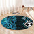 Turquoise Aotearoa Round Carpet Taniko Motifs With Paua Shell Kowhaiwhai