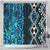 Turquoise Aotearoa Shower Curtain Taniko Motifs With Paua Shell Kowhaiwhai