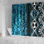 Turquoise Aotearoa Shower Curtain Taniko Motifs With Paua Shell Kowhaiwhai