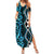 Turquoise Aotearoa Summer Maxi Dress Taniko Motifs With Paua Shell Kowhaiwhai