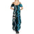 Turquoise Aotearoa Summer Maxi Dress Taniko Motifs With Paua Shell Kowhaiwhai