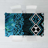 Turquoise Aotearoa Tablecloth Taniko Motifs With Paua Shell Kowhaiwhai LT14 Turquoise - Polynesian Pride