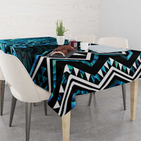 Turquoise Aotearoa Tablecloth Taniko Motifs With Paua Shell Kowhaiwhai LT14 - Polynesian Pride