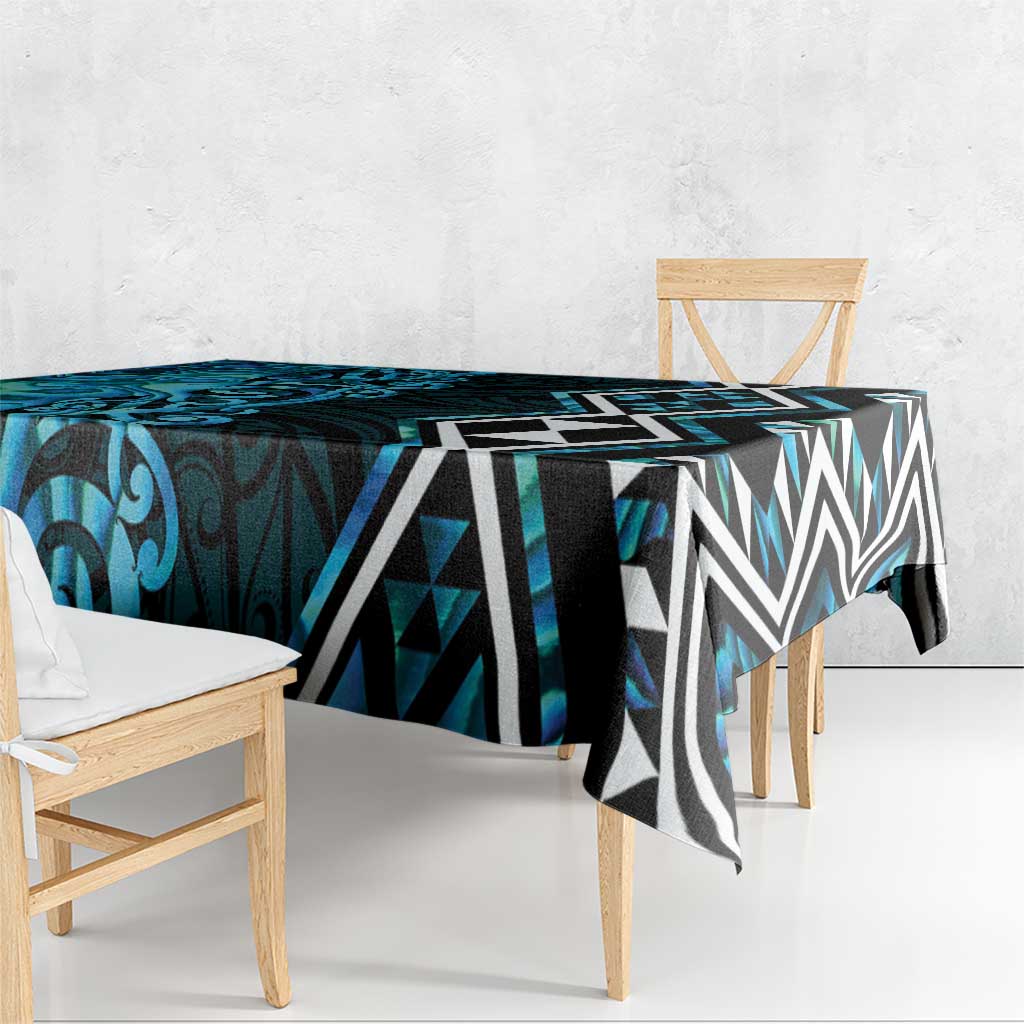 Turquoise Aotearoa Tablecloth Taniko Motifs With Paua Shell Kowhaiwhai LT14 - Polynesian Pride