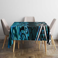 Turquoise Aotearoa Tablecloth Taniko Motifs With Paua Shell Kowhaiwhai LT14 - Polynesian Pride