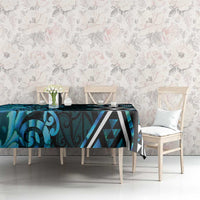 Turquoise Aotearoa Tablecloth Taniko Motifs With Paua Shell Kowhaiwhai LT14 - Polynesian Pride