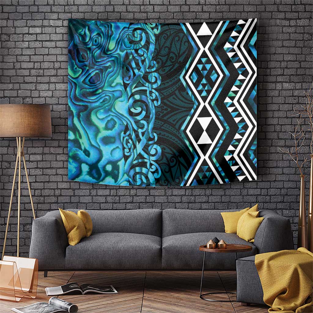 Turquoise Aotearoa Tapestry Taniko Motifs With Paua Shell Kowhaiwhai LT14 Turquoise - Polynesian Pride
