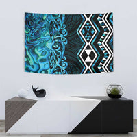Turquoise Aotearoa Tapestry Taniko Motifs With Paua Shell Kowhaiwhai LT14 - Polynesian Pride
